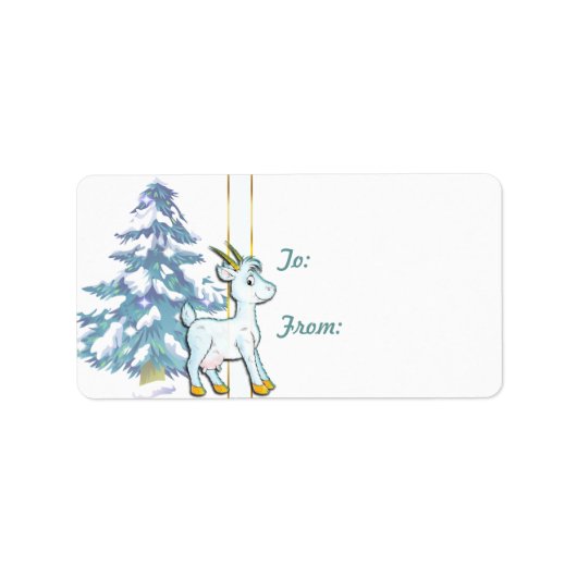 Schattigee Geit Kerstcadeau Label Sticker (Voorkant)