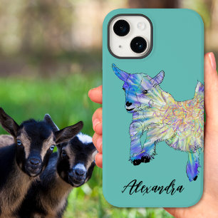 Schattigee Geit Kleurrijke Animal Art Naam iPhone 15 Case