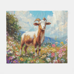 Schattigee Geit Kleurrijke Wildflower Meadow Fleece Deken