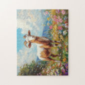 Schattigee Geit Kleurrijke Wildflower Meadow Legpuzzel (Verticaal)