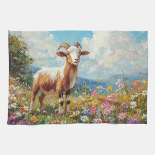 Schattigee Geit Kleurrijke Wildflower Meadow Theedoek