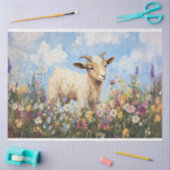 Schattigee geit omgeven door wilde bloemen decoupa tissuepapier (Craft)