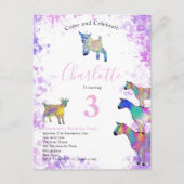 Schattigee Geiten Boerderij Dier 3e Verjaardagsfee Uitnodiging Briefkaart (Voorkant)