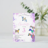 Schattigee Geiten Boerderij Dier 3e Verjaardagsfee Uitnodiging Briefkaart (Staand voorkant)