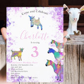 Schattigee Geiten Boerderij Dier 3e Verjaardagsfee Uitnodiging Briefkaart