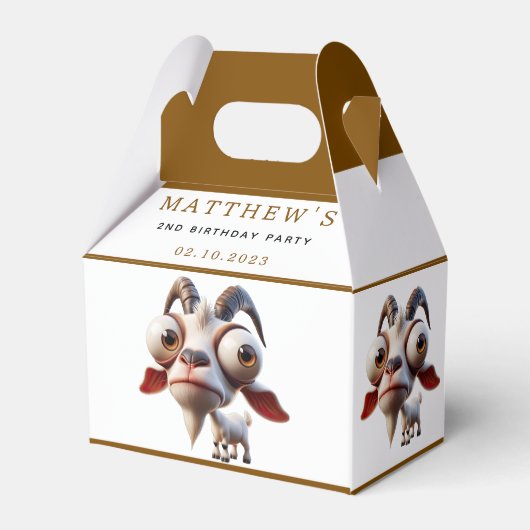 Schattigee geitenboerderijdieren 2e verjaardagsfee bedankdoosjes (Achterkant)