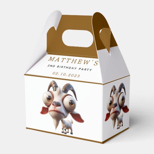 Schattigee geitenboerderijdieren 2e verjaardagsfee bedankdoosjes (Voorkant Zijde)