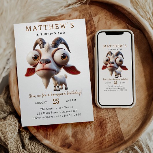 Schattigee geitenboerderijdieren 2e verjaardagsfee kaart