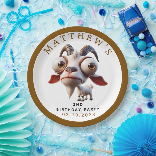 Schattigee geitenboerderijdieren 2e verjaardagsfee papieren bordje (Feest)