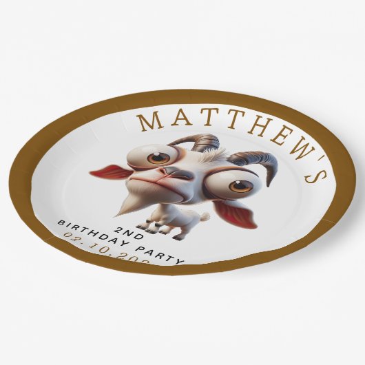 Schattigee geitenboerderijdieren 2e verjaardagsfee papieren bordje (Gekanteld)