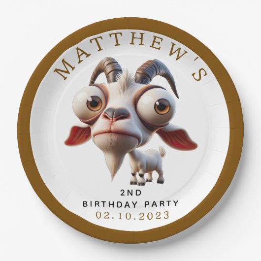 Schattigee geitenboerderijdieren 2e verjaardagsfee papieren bordje (Voorkant)