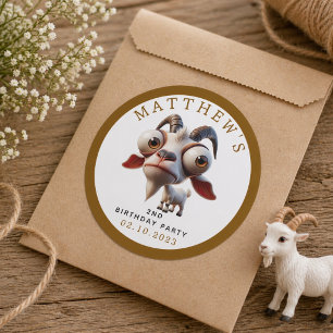 Schattigee geitenboerderijdieren 2e verjaardagsfee ronde sticker