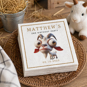 Schattigee geitenboerderijdieren 2e verjaardagsfee servet