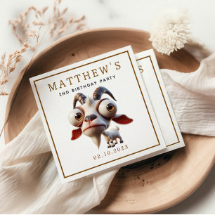 Schattigee geitenboerderijdieren 2e verjaardagsfee servet