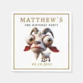 Schattigee geitenboerderijdieren 2e verjaardagsfee servet (Voorkant)