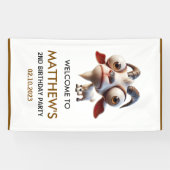 Schattigee geitenboerderijdieren 2e verjaardagsfee spandoek (Horizontaal)