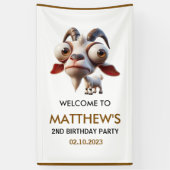 Schattigee geitenboerderijdieren 2e verjaardagsfee spandoek (Verticaal)