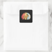 Schattigee geitenretro vierkante sticker (Tas)