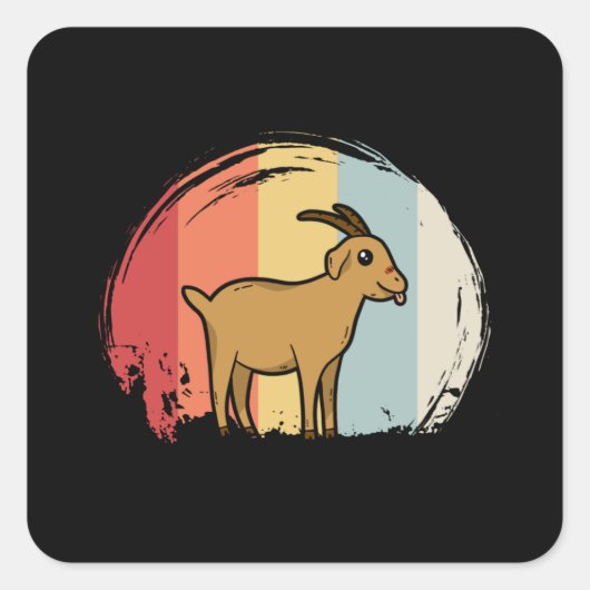 Schattigee geitenretro vierkante sticker (Voorkant)
