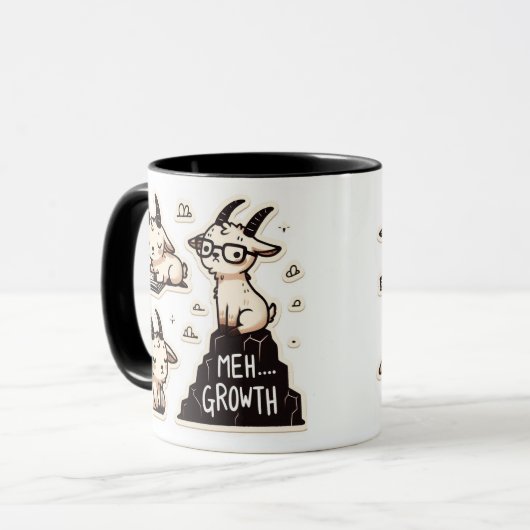 Schattigee geitjes - "meh growth" Funny Self-Care Mok (Voorkant links)