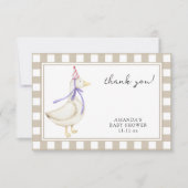 Schattigee gekke gans baby shower dank u bedankkaart (Voorkant)