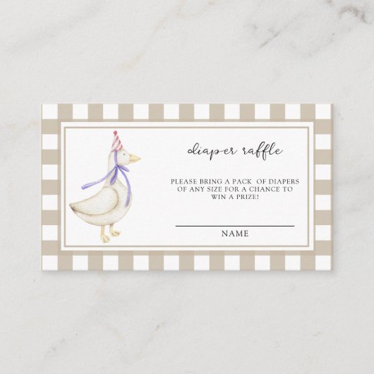 Schattigee gekke gans - luierverloting ticket informatiekaartje (Voorkant)