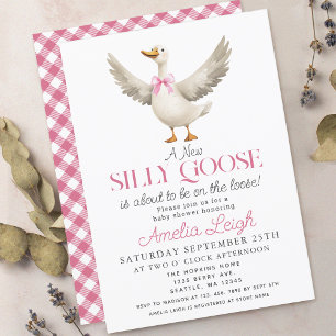 Schattigee Gekke Gans Roze Ribbon Girl Baby shower Kaart