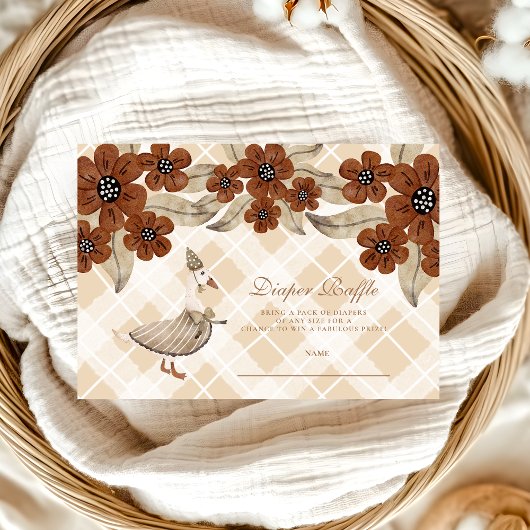 Schattigee Gekke Goose Baby shower Diapper Raffle Informatiekaartje