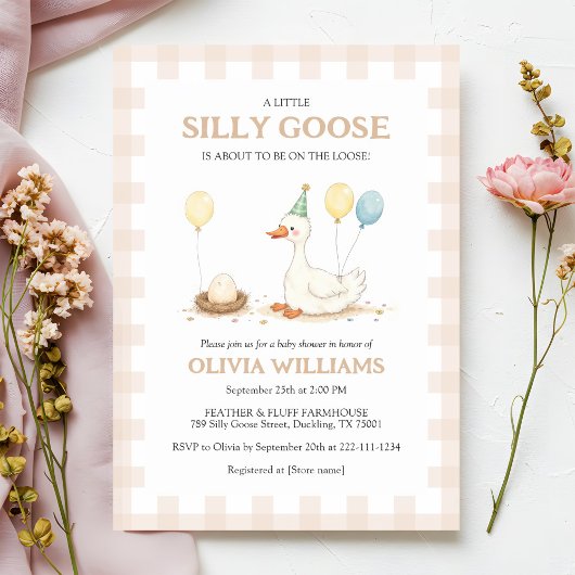 Schattigee Gekke Goose Baby shower Uitnodiging
