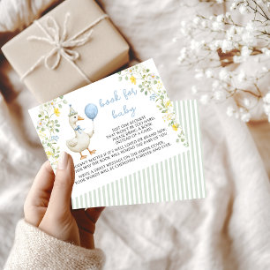Schattigee Gekke Goose Book voor Baby Boy Shower K Informatiekaartje