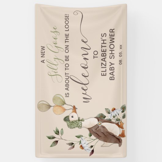 Schattigee Gekke Goose Boy Girl Baby shower Welkom Spandoek (Verticaal)