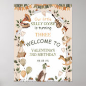 Schattigee Gekke Goose Nursery Rhymes Verjaardag W Poster (Voorkant)