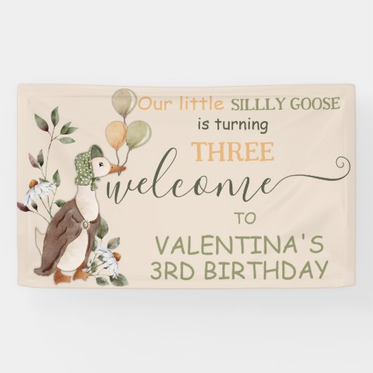 Schattigee Gekke Goose Nursery Rhymes Verjaardag W Spandoek (Horizontaal)