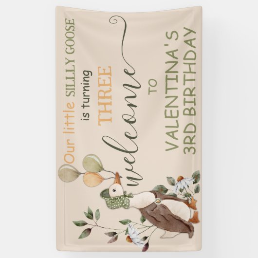 Schattigee Gekke Goose Nursery Rhymes Verjaardag W Spandoek (Verticaal)