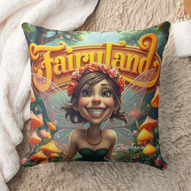 Schattigee gekke grappige fee in Fairyland Kussen (Deken)