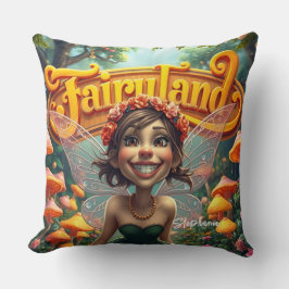 Schattigee gekke grappige fee in Fairyland Kussen