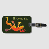 Schattigee gekko hagedis naam wildlife art illustr bagagelabel (Voorkant (horizontaal))
