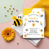 Schattigee gele bij en bloem Eerste Bijendag Kaart