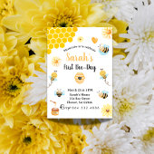 Schattigee gele bij en bloem Eerste Bijendag Kaart