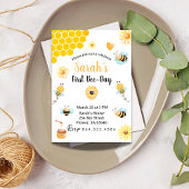 Schattigee gele bij en bloem Eerste Bijendag Kaart