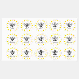 Schattigee gele bij labels