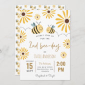 Schattigee Gele Bijen en Zonnebloem 2e Bijendag Kaart (Voorkant / Achterkant)