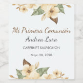 Schattigee gele bloemen spaanse eerste communie wijn etiket (Enkel label)