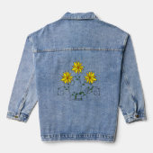 Schattigee gele bloemenillustratie denim jacket (Achterkant)