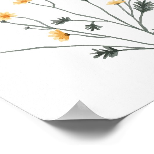 Schattigee gele bloemenkosmos kinderkamer decor poster (Hoek)