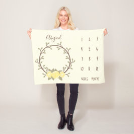 Schattigee Gele Bloemenkrans Baby Milestone Fleece Deken