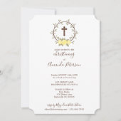 Schattigee gele bloemenkrans kruisdoop doop doopse kaart (Voorkant)