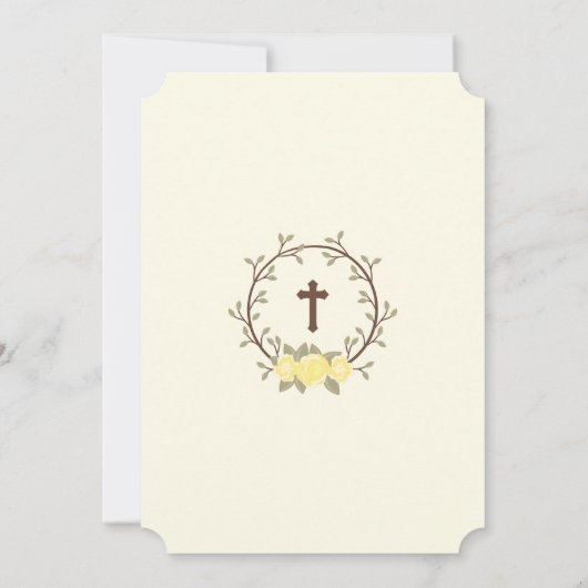 Schattigee gele bloemenkrans kruisdoop doop doopse kaart (Achterkant)