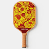 Schattigee gele bloemenretro pickleball peddel paddle (Achterkant)