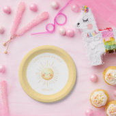 Schattigee gele boho lachende zonneschijn Baby sho Papieren Bordje (Feest)